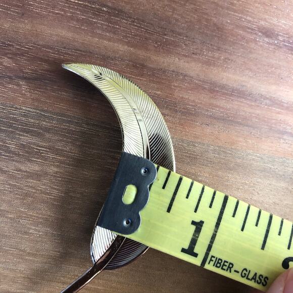 Vintage Gold-Tone Feather Leaf Brooch Pin 2.25" Textured Retro Minimalist - Picture 7 of 7
